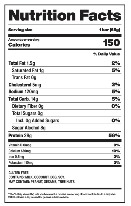  Nutrition facts screen-grabbed from David website 6/5/2025 